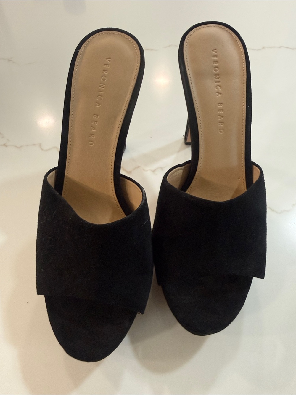 Veronica Beard Dali Platform Suede Stiletto Sandals Black US 9